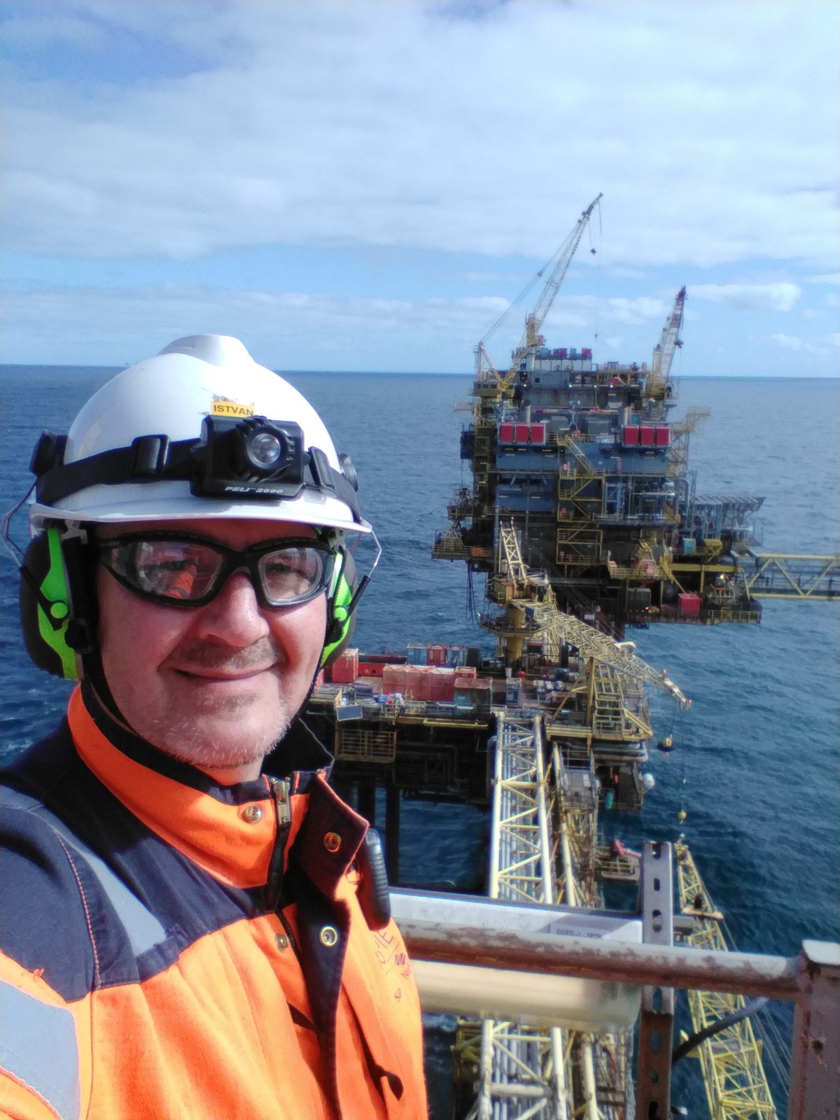 István Giblák, CompEx-certified Ex inspector, on an offshore oil and gas platform